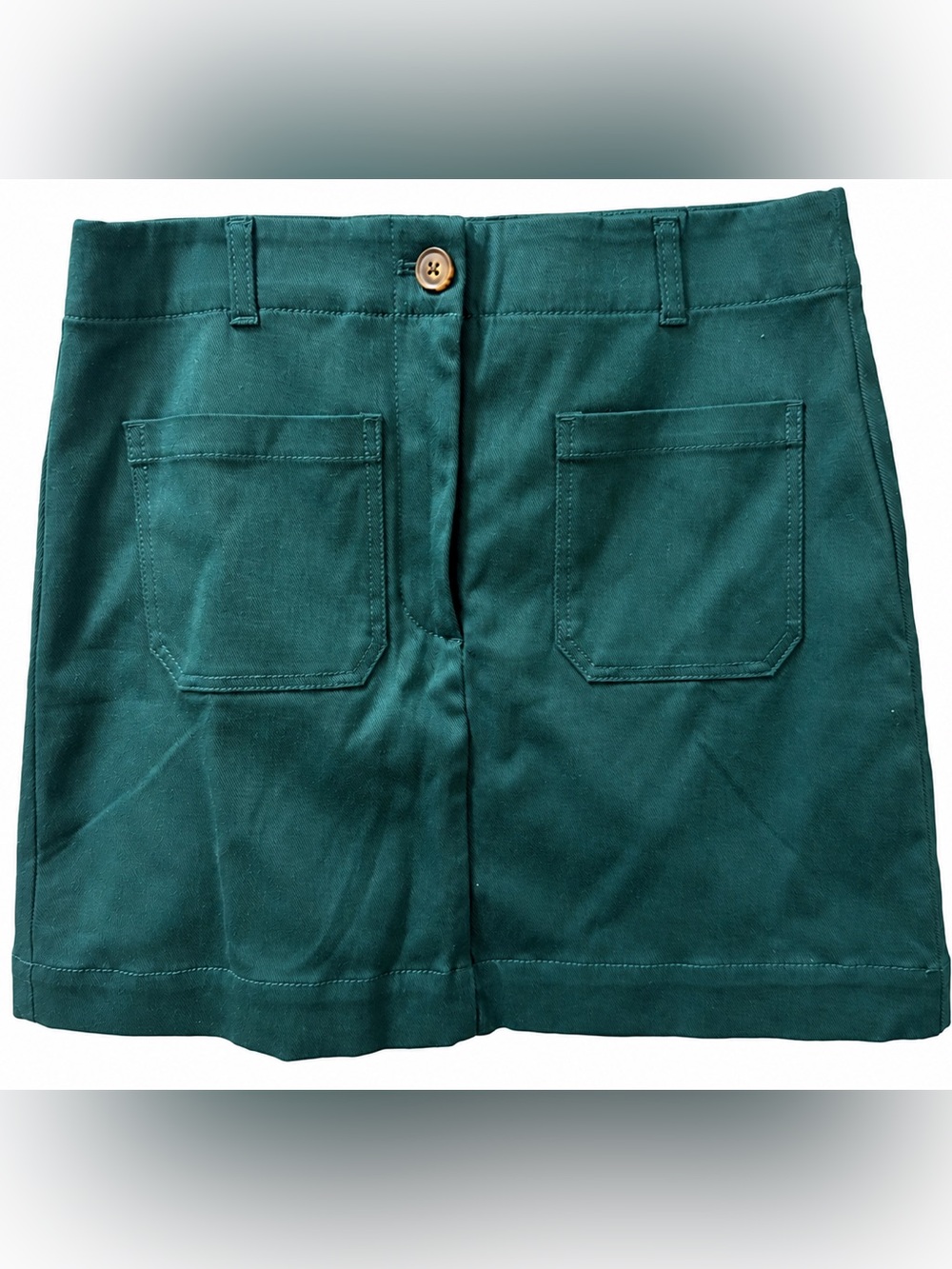 LOFT Deep Green Mini Skirt | Front Patch Pockets | Size 6